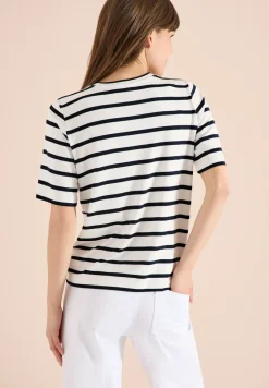 Shirt met korte mouwen, ronde hals en strepen