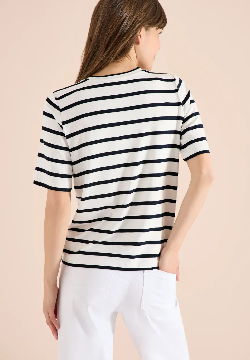 Shirt met korte mouwen, ronde hals en strepen