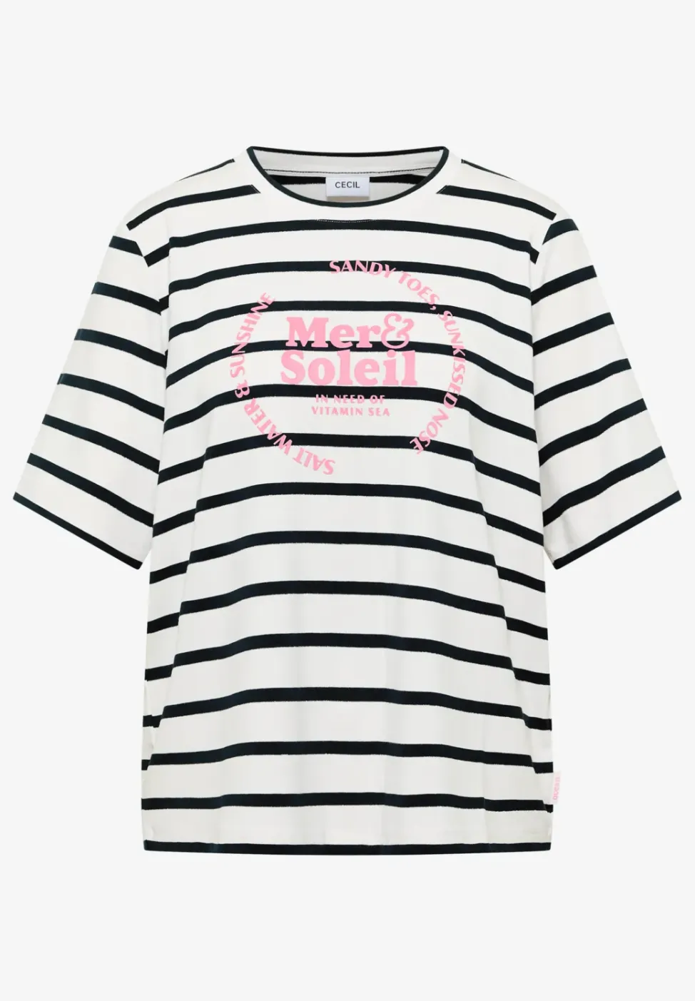 Shirt met korte mouwen, ronde hals en strepen