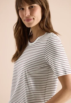 Shirt met korte mouwen, ronde hals en strepen