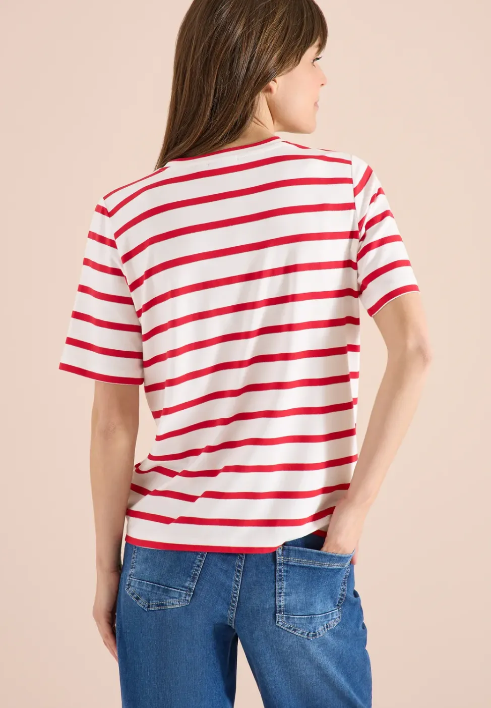 Shirt met korte mouwen, ronde hals en strepen