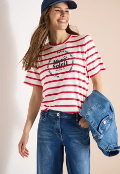 Shirt met korte mouwen, ronde hals en strepen