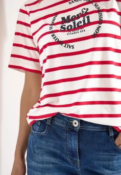Shirt met korte mouwen, ronde hals en strepen
