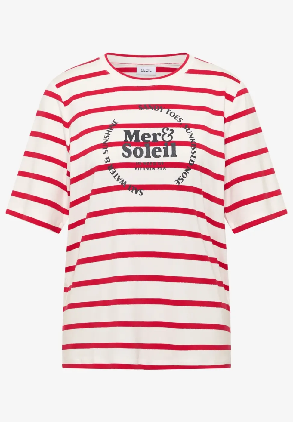 Shirt met korte mouwen, ronde hals en strepen