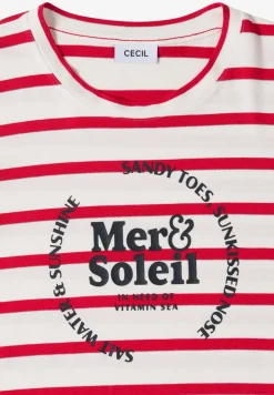 Shirt met korte mouwen, ronde hals en strepen