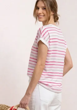 Shirt met losse schouders en strepen