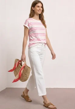Shirt met losse schouders en strepen