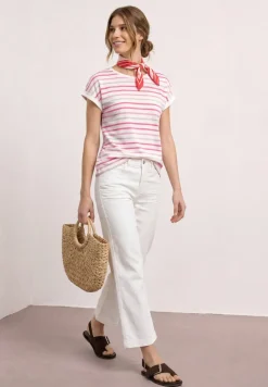 Shirt met losse schouders en strepen