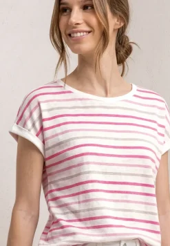 Shirt met losse schouders en strepen