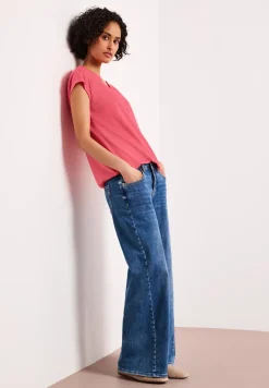 Shirt met losse schouders en gespleten hals