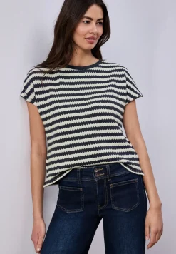 Shirt met losse schouders en strepen