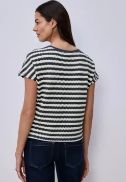 Shirt met losse schouders en strepen