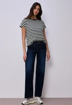 Shirt met losse schouders en strepen