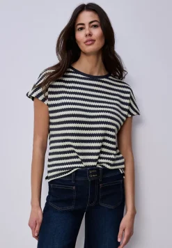 Shirt met losse schouders en strepen
