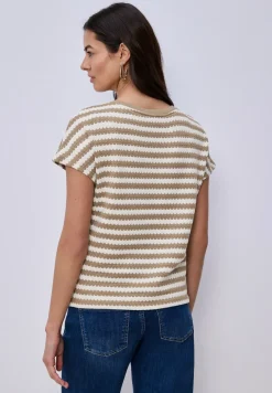 Shirt met losse schouders en strepen