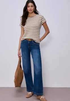 Shirt met losse schouders en strepen