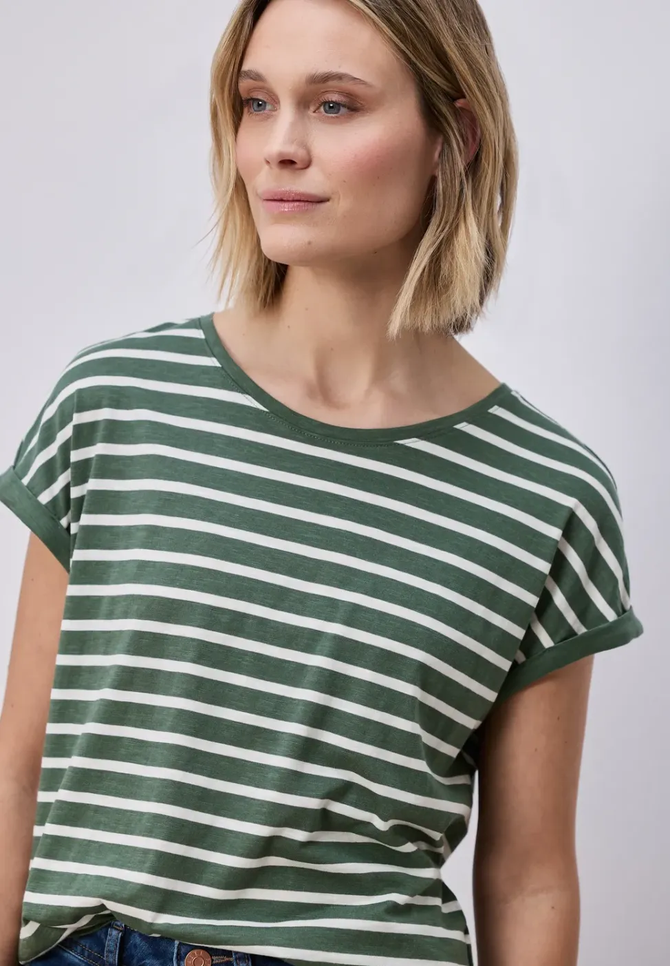Shirt met losse schouders en strepen