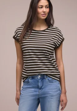 Shirt met losse schouders en strepen