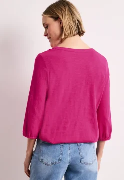 Shirt met 3/4-mouwen, split neck en knopen