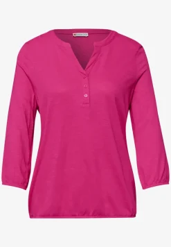 Shirt met 3/4-mouwen, split neck en knopen