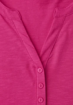 Shirt met 3/4-mouwen, split neck en knopen