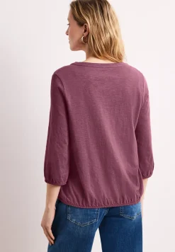 Shirt met 3/4-mouwen, split neck en knopen