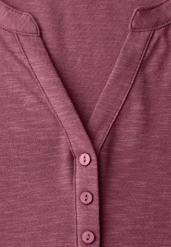 Shirt met 3/4-mouwen, split neck en knopen