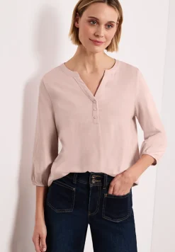 Shirt met 3/4-mouwen, split neck en knopen