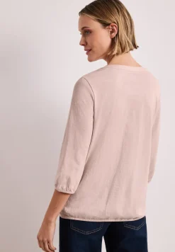 Shirt met 3/4-mouwen, split neck en knopen