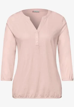 Shirt met 3/4-mouwen, split neck en knopen