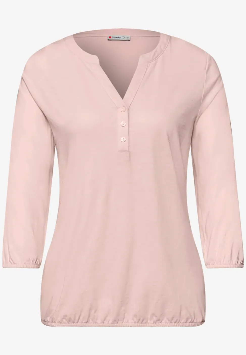 Shirt met 3/4-mouwen, split neck en knopen