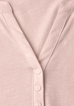 Shirt met 3/4-mouwen, split neck en knopen