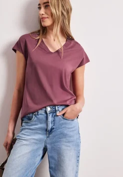 Shirt met overhangende schouders en V-hals