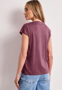 Shirt met overhangende schouders en V-hals