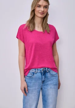 Shirt met overhangende schouders in linnenlook