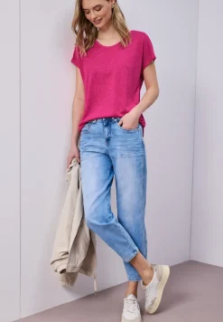 Shirt met overhangende schouders in linnenlook