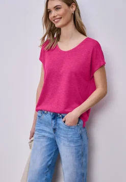 Shirt met overhangende schouders in linnenlook