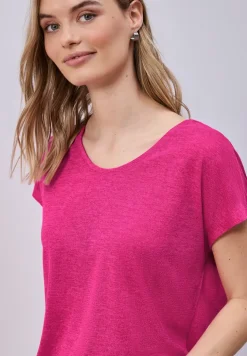 Shirt met overhangende schouders in linnenlook