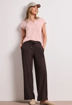 Shirt met overhangende schouders en V-hals