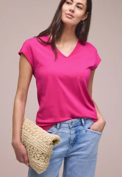 Shirt met overhangende schouders en V-hals