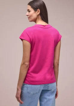 Shirt met overhangende schouders en V-hals