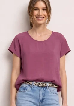 Shirt met overhangende schouders in een structuurmix