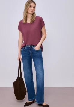 Shirt met overhangende schouders in linnenlook