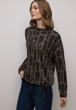 Shirt met print en trekkoord