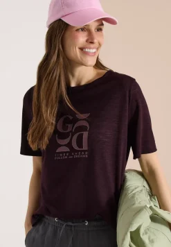 Shirt met print in linnenlook