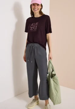 Shirt met print in linnenlook