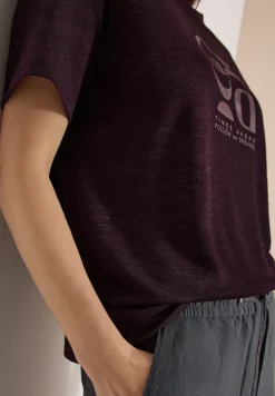 Shirt met print in linnenlook