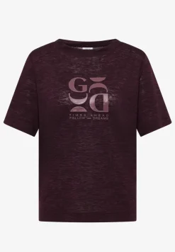 Shirt met print in linnenlook