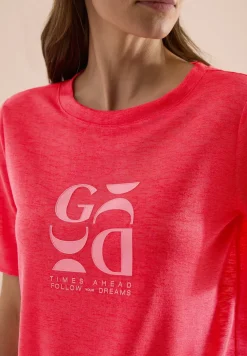 Shirt met print in linnenlook