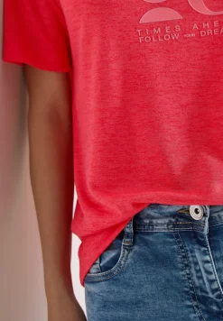 Shirt met print in linnenlook